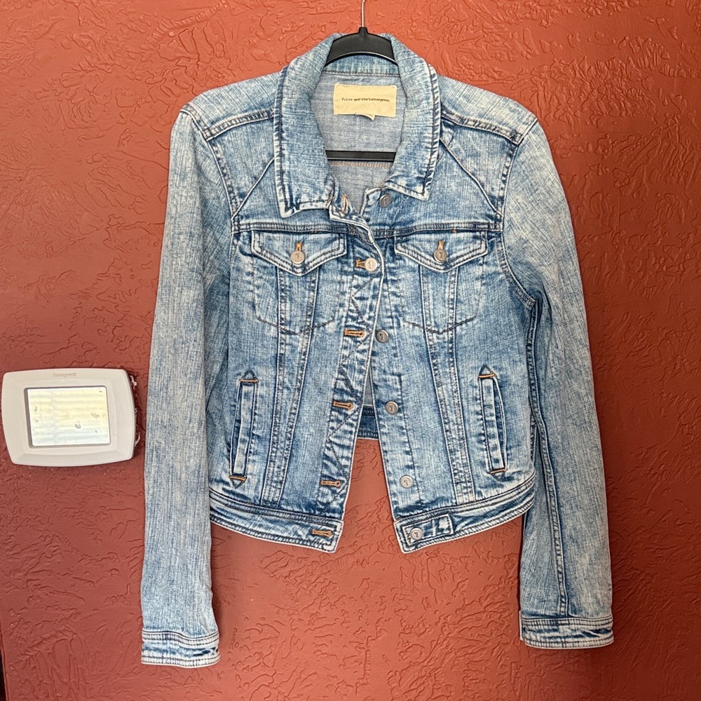 Pilcro and the Letterpress Light Blue Cropped Jean Jacket